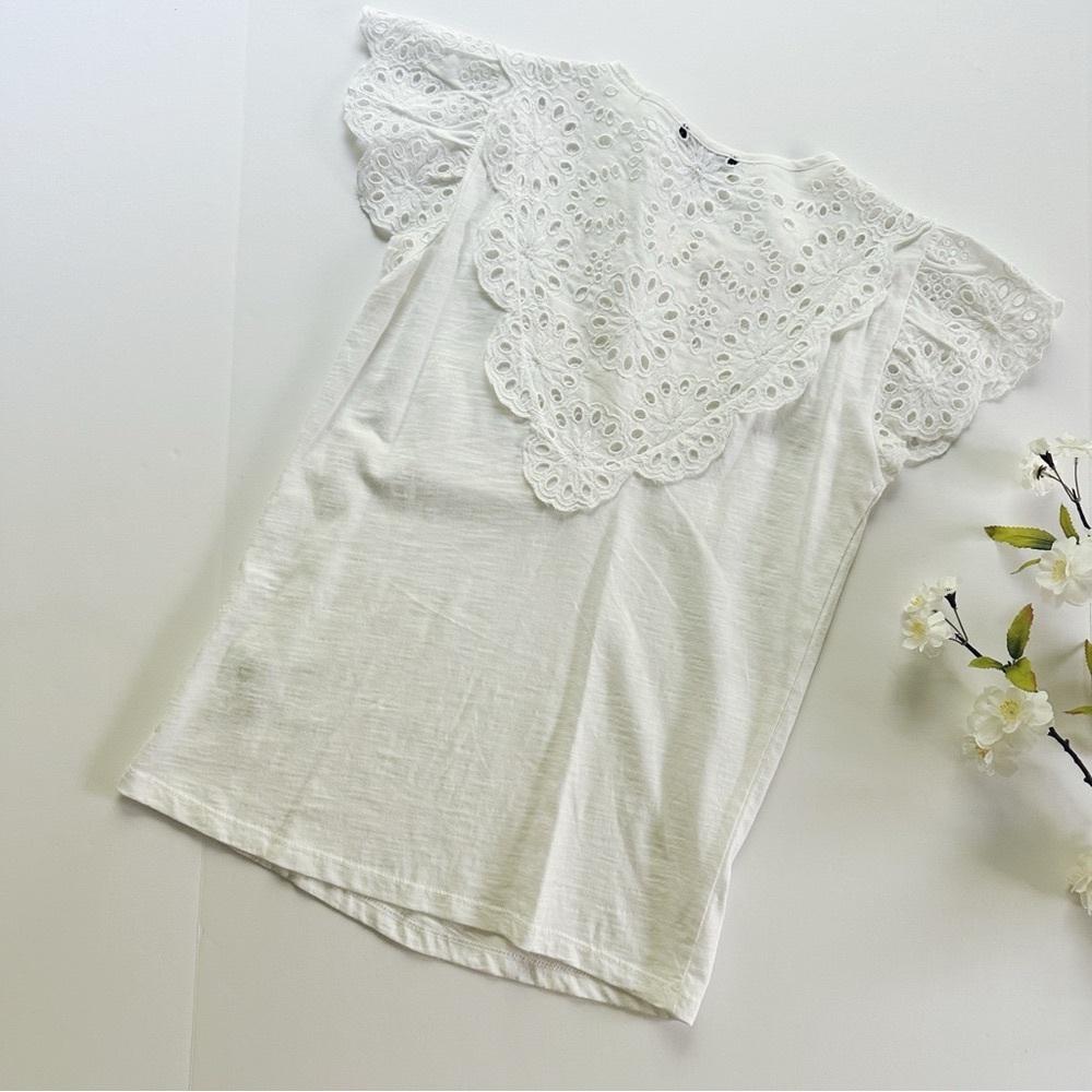 J.Crew White Ruffle Short Sleeve Top - Picture 5 of 6